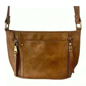 Altar’d State Women’s Brown Vegan Leather Crossbody‎ Bucket Bag